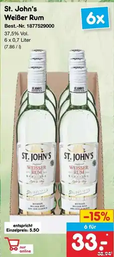 Netto Marken-Discount St. John's Weißer Rum Angebot