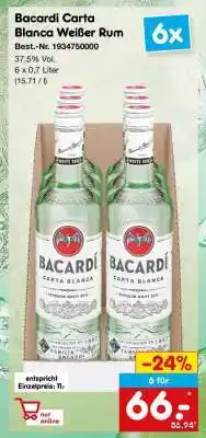 Netto Marken-Discount BACARDÍ Carta Blanca Weißer Rum Angebot