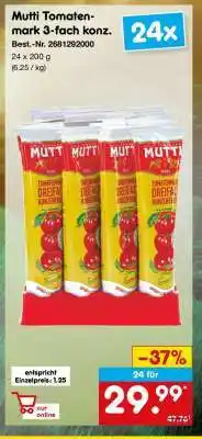 Netto Marken-Discount Mutti Tomatenmark 3-fach konz Angebot