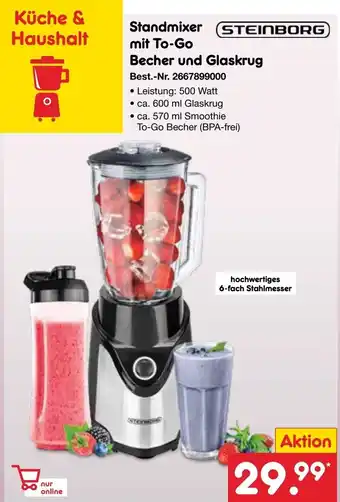 Netto Marken-Discount STEINBORG Standmixer mit To-Go Becher und Glaskrug Angebot