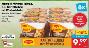 Netto Marken-Discount Maggi 5 Minuten Terrine, z.B. Kartoffelbrei mit Röstzwiebeln Angebot