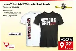 Netto Marken-Discount Herren T-Shirt Bright White oder Black Beauty Angebot
