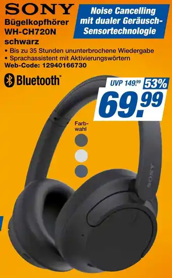 expert Techno Land SONY Bügelkopfhörer WH-CH720N schwarz Angebot