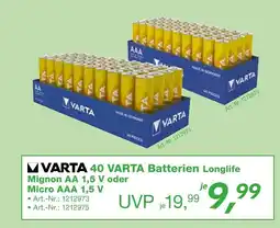 EP Varta 40 varta batterien longlife mignon aa 1,5 v oder aaa 1,5 v Angebot