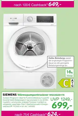 EP Siemens wärmepumpentrockner wq33g2d176 Angebot
