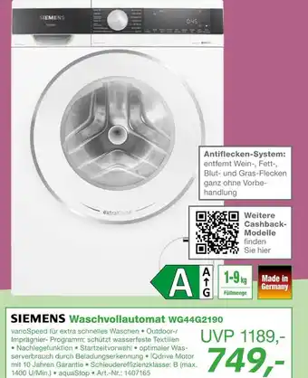 EP Siemens waschvollautomat wg44g2190 Angebot