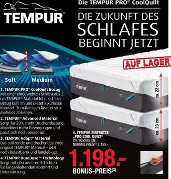 Hofmeister Tempur matratze „pro cool quilt“ Angebot