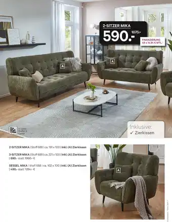 Kabs Polsterwelt 2-sitzer mika, 3-sitzer mika oder sessel mika Angebot