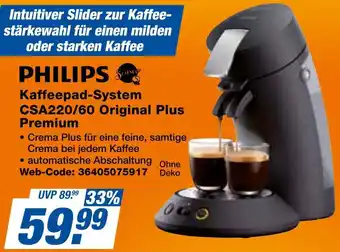 expert Techno Land PHILIPS Kaffeepad-System CSA220/60 Original Plus Premium Angebot