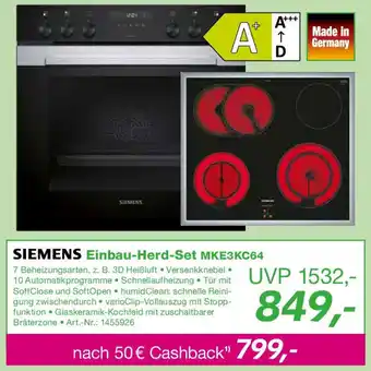 EP SIEMENS Einbau-Herd-Set MKE3KC64 Angebot