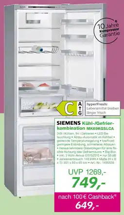 EP SIEMENS Kühl-/Gefrierkombination MK69KGSLCA Angebot