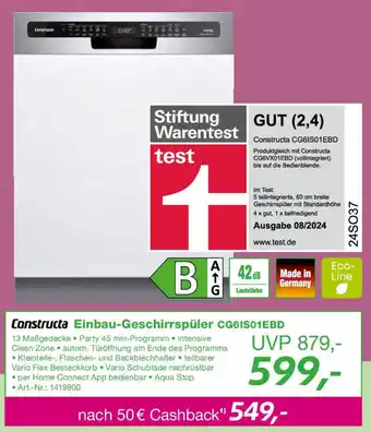 EP Constructa Einbau-Geschirrspüler CG61S01EBD Angebot