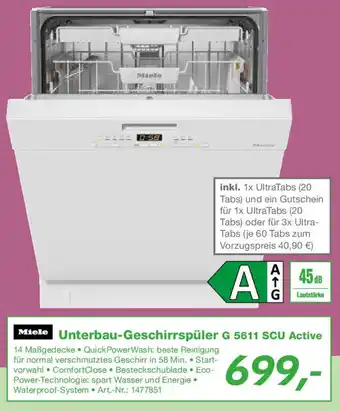 EP Miele Unterbau-Geschirrspüler G 5611 SCU Active Angebot