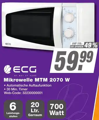 K+B Expert ECG Mikrowelle MTM 2070 W Angebot
