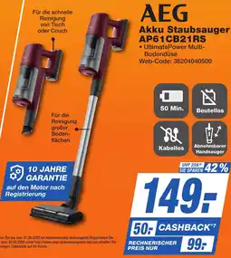 K+B Expert AEG Akku Staubsauger AP61CB21RS Angebot