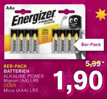 KODi Energizer 8er Pack Batterien Alkaline Power Mignon (AA) LR6 oder Micro (AAA) LR3 Angebot