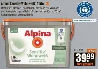 V Baumarkt Alpina Sensitiv Wohnweiß Angebot