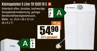 V Baumarkt BOSCH Kleinspeicher 5 Liter TR 1500 TO 5 Angebot