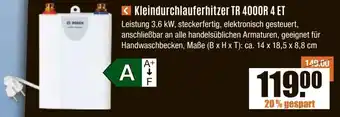 V Baumarkt BOSCH Kleindurchlauferhitzer TR 4000R 4 ET Angebot