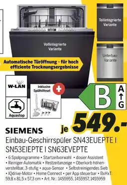 MEDIMAX Siemens einbau-geschirrspüler vollintegrierte variante Angebot