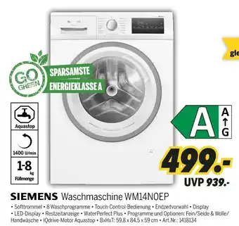 MEDIMAX Siemens waschmaschine wm14n0ep Angebot