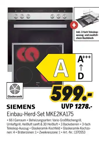 MEDIMAX Siemens einbau-herd-set mke2ka175 Angebot