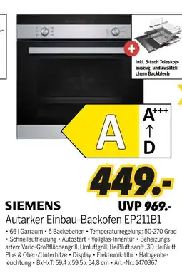 MEDIMAX Siemens autarker einbau-backofen ep211b1 Angebot