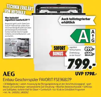 MEDIMAX Aeg einbau-geschirrspüler favorit fse96817p Angebot
