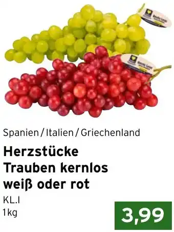 CAP Markt Herzstücke Trauben kernlos weiß oder rot Angebot