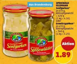 PENNY SPREEWALD FELDMANN Senfgurken oder Gewürzgurken Angebot