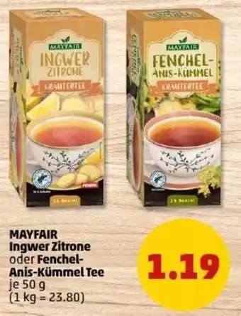 PENNY MAYFAIR Ingwer Zitrone oder Fenchel- Anis-Kümmel Tee Angebot