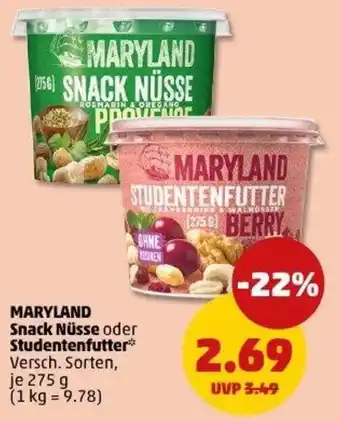 PENNY MARYLAND Snack Nüsse oder Studentenfutter Angebot