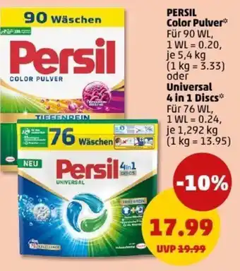 PENNY PERSIL Color Pulver oder Universal 4 in 1 Discs Angebot