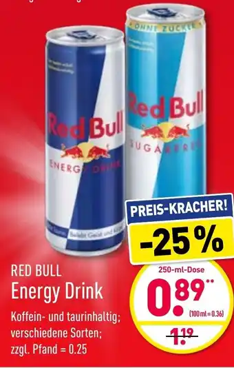 Aldi Nord Red Bull Energy Drink 250ml Angebot