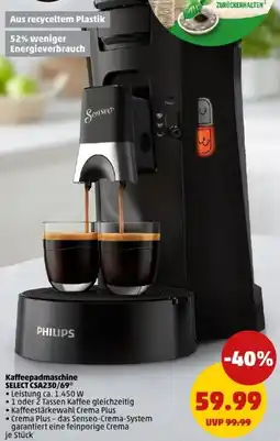 PENNY PHILIPS Kaffeepadmaschine SELECT CSA230/69 Angebot