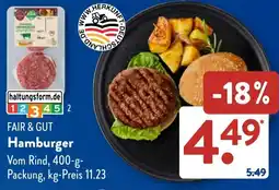 Aldi Süd FAIR & GUT Hamburger Angebot