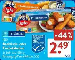 Aldi Süd IGLO Backfisch- oder Fischstäbchen Angebot