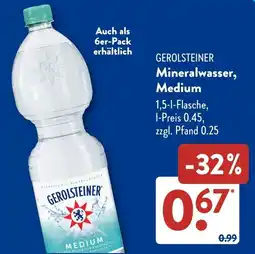 Aldi Süd GEROLSTEINER Mineralwasser, Medium Angebot