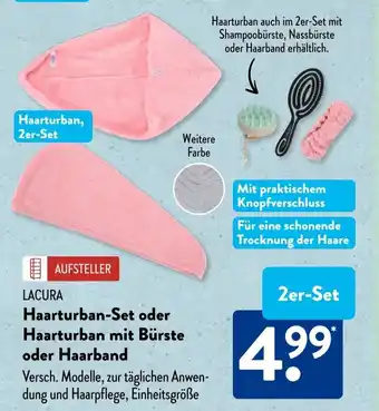 Aldi Süd LACURA Haarturban-Set oder Haarturban mit Bürste oder Haarband Angebot