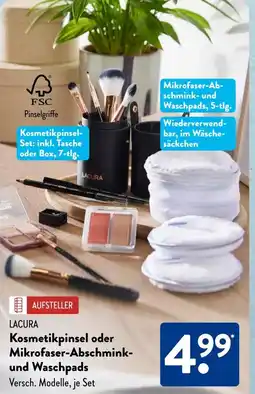 Aldi Süd LACURA Kosmetikpinsel oder Mikrofaser-Abschmink- und Waschpads Angebot