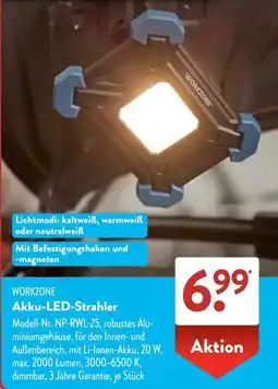 Aldi Süd WORKZONE Akku-LED-Strahler Angebot