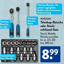 Aldi Süd WORKZONE Teleskop-Ratsche oder Steck- schlüssel-Satz Angebot