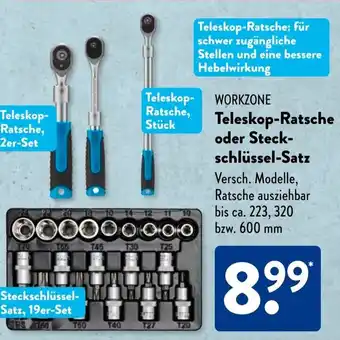 Aldi Süd WORKZONE Teleskop-Ratsche oder Steck- schlüssel-Satz Angebot