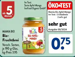 Aldi Süd MAMIA BIO Bio- Fruchtbrei Angebot