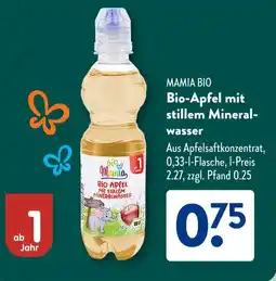 Aldi Süd MAMIA BIO Bio-Apfel mit stillem Mineral- wasser Angebot