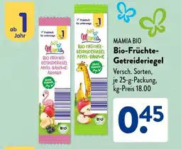 Aldi Süd MAMIA BIO Bio-Früchte- Getreideriegel Angebot