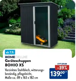 Aldi Süd HOME DELUXE Geräteschuppen BOHIO XS Angebot