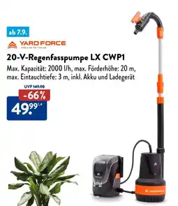 Aldi Süd YARD FORCE 20-V-Regenfasspumpe LX CWP1 Angebot