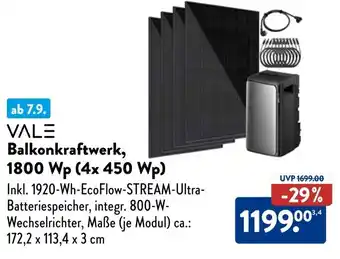 Aldi Süd VALE Balkonkraftwerk, 1800 Wp (4x450 Wp) Angebot