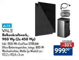 Aldi Süd VALE Balkonkraftwerk, 900 Wp (2x450 Wp) Angebot